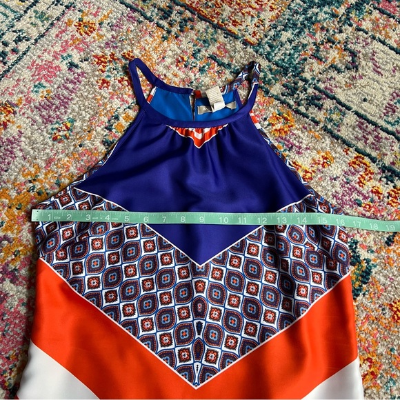 Banana Republic Orange White‎ and Blue Halter Shift Dress Warm Combo SZ 2 - Picture 14 of 15